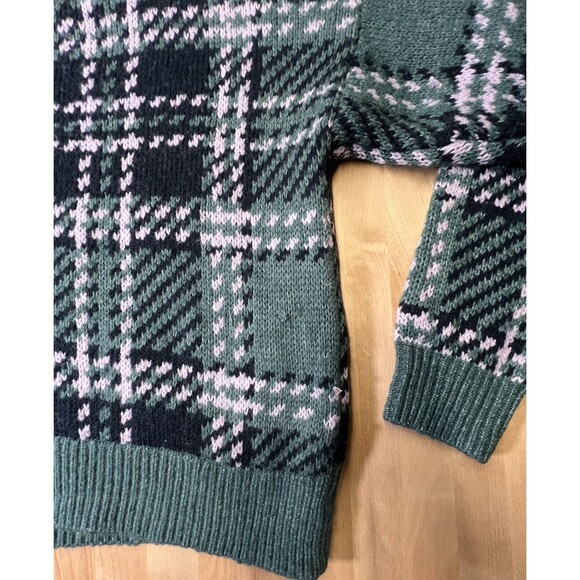 Abercrombie & Fitch Women Sweater Large Green Crop Plaid Knit Wool Blend - Picture 6 of 11